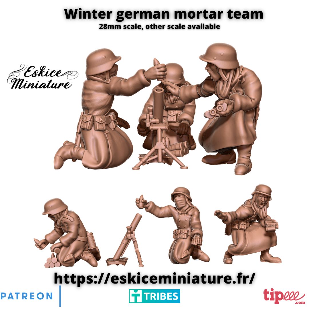 Winter german mortar team - 28mm